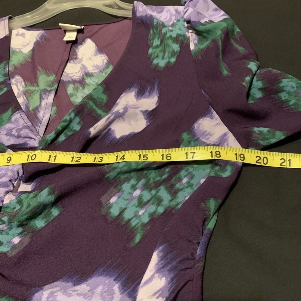 A New Day Floral Spring Purple Dress size XL puffed sleeves - Picture 11 of 11